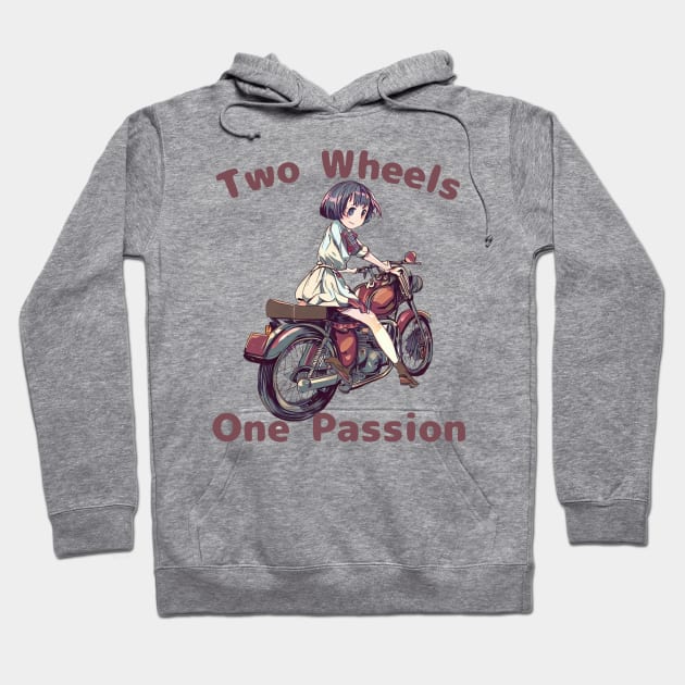 Anime girl biker Biker chick Biking Hoodie by Japanese Fever